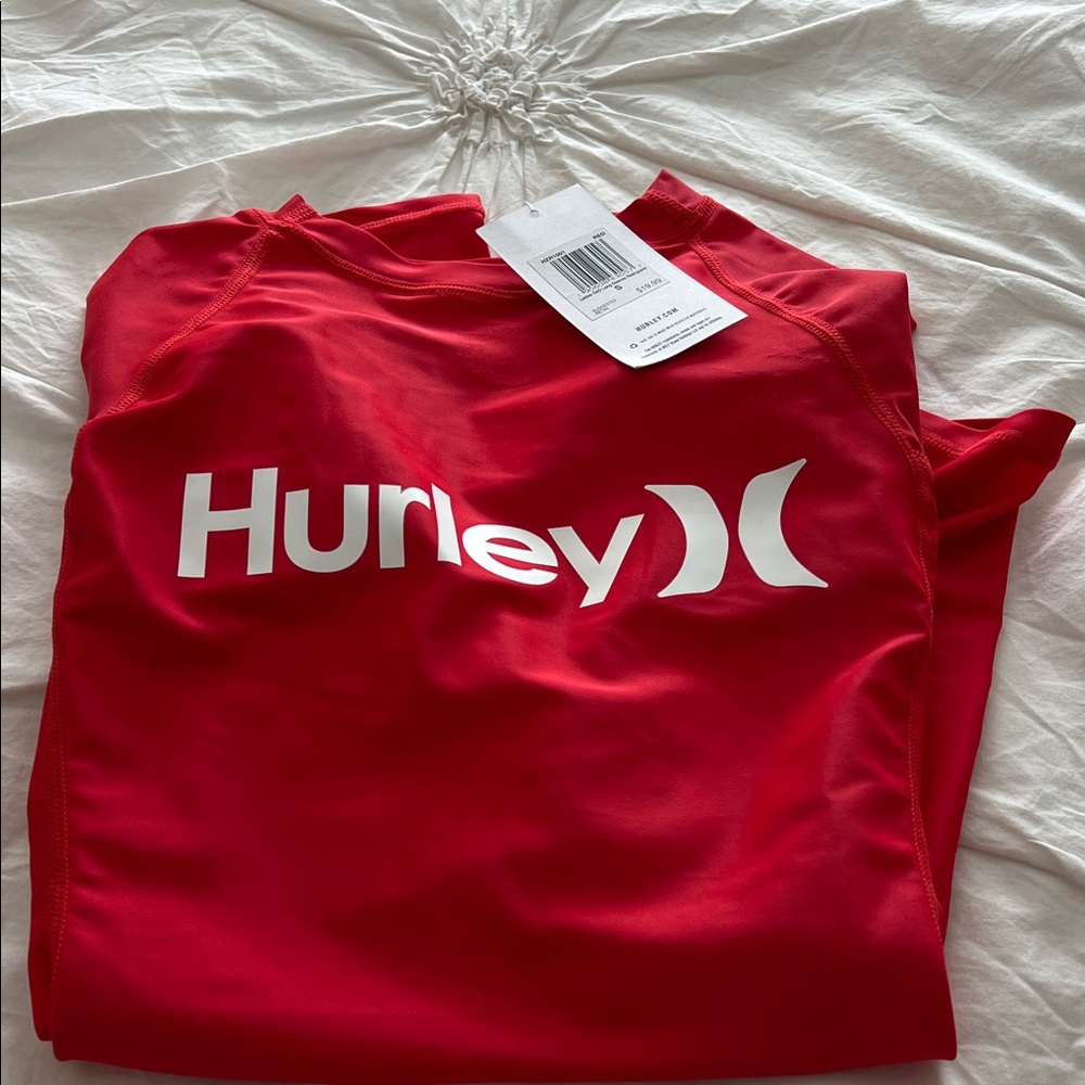 Hurley Red Men's Rash Guard with White Logo